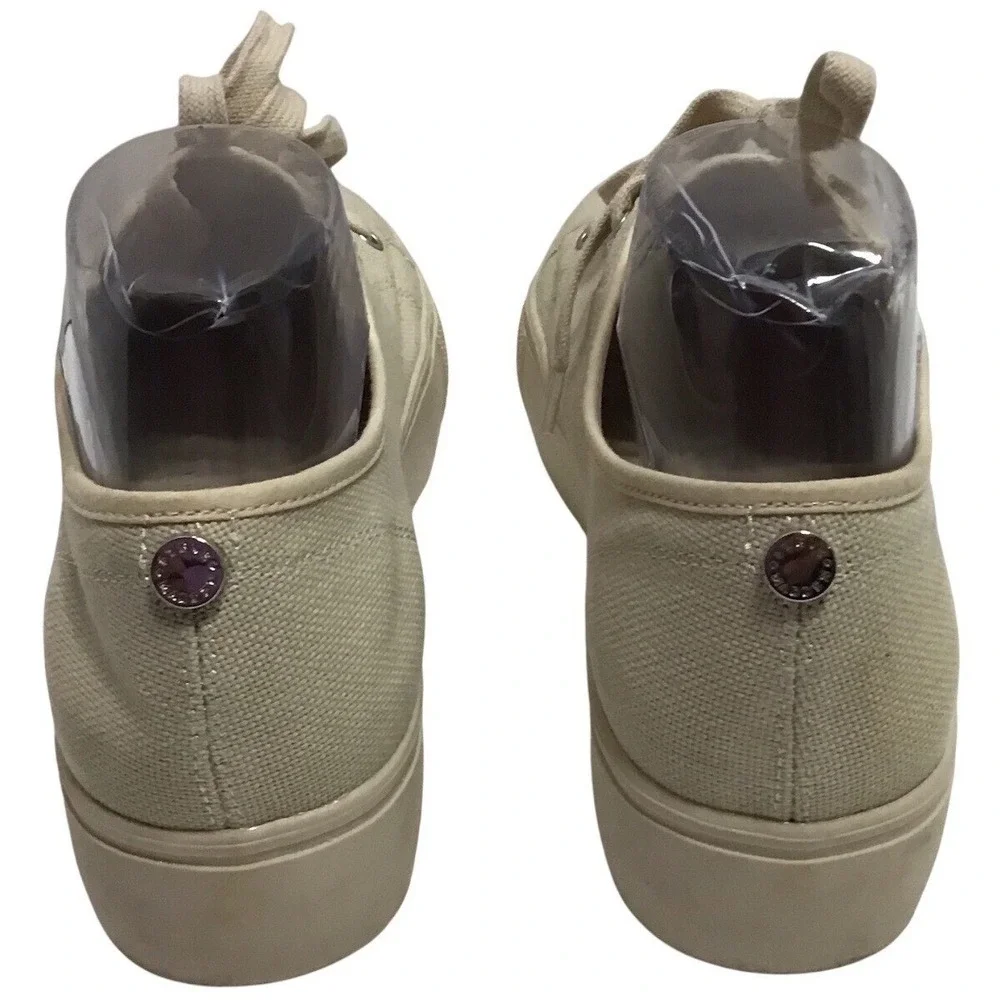 Steve‎ Madden Platform Canvas Sneakers Tan Beige Lace Up Low Top Men Size
